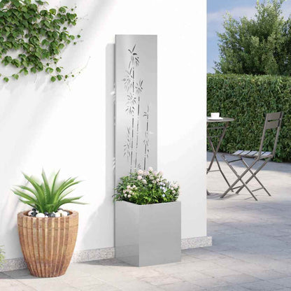 Blumentopf mit dekorativem Paneel Silber 32 x 140 cm Edelstahl