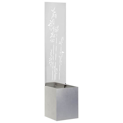 Blumentopf mit dekorativem Paneel Silber 32 x 140 cm Edelstahl