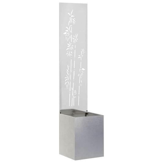 Blumentopf mit dekorativem Paneel Silber 32 x 140 cm Edelstahl