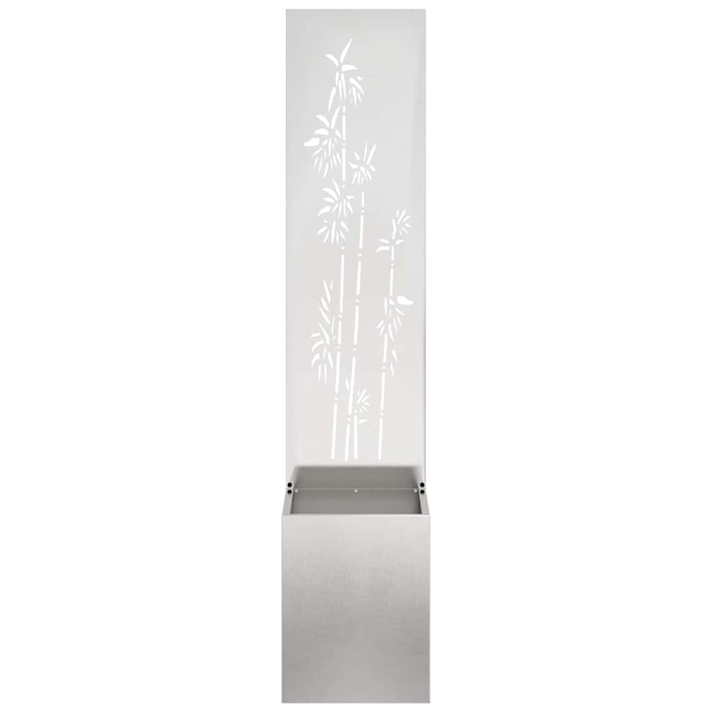 Blumentopf mit dekorativem Paneel Silber 32 x 140 cm Edelstahl