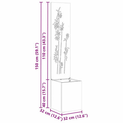 Blumentopf mit dekorativem Paneel Silber 32 x 140 cm Edelstahl