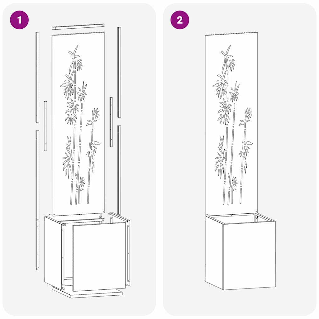 Blumentopf mit dekorativem Paneel Silber 32 x 140 cm