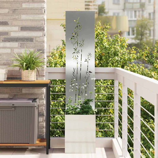 Blumentopf mit dekorativem Paneel Silber 32 x 140 cm