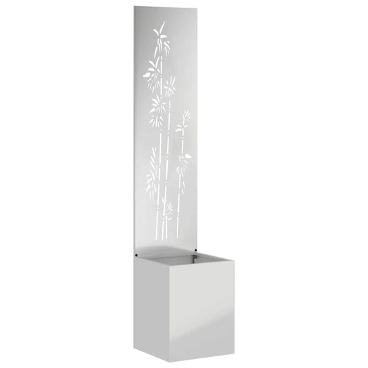 Blumentopf mit dekorativem Paneel Silber 32 x 140 cm