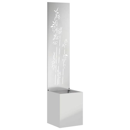 Blumentopf mit dekorativem Paneel Silber 32 x 140 cm