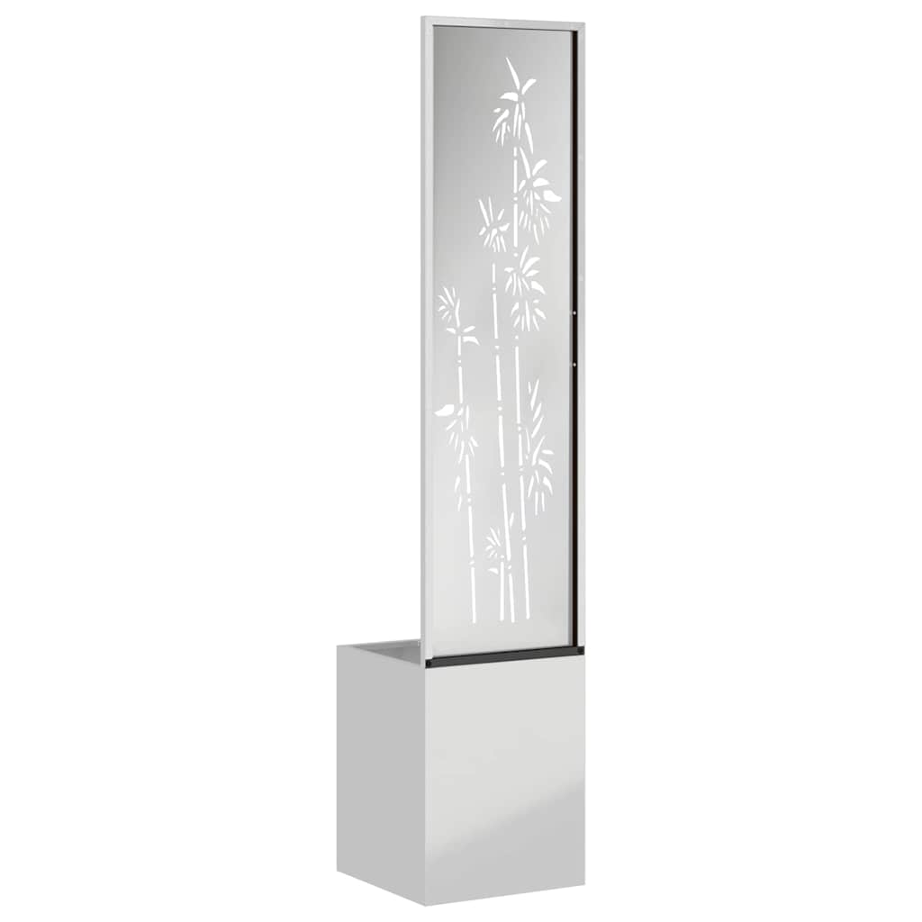 Blumentopf mit dekorativem Paneel Silber 32 x 140 cm