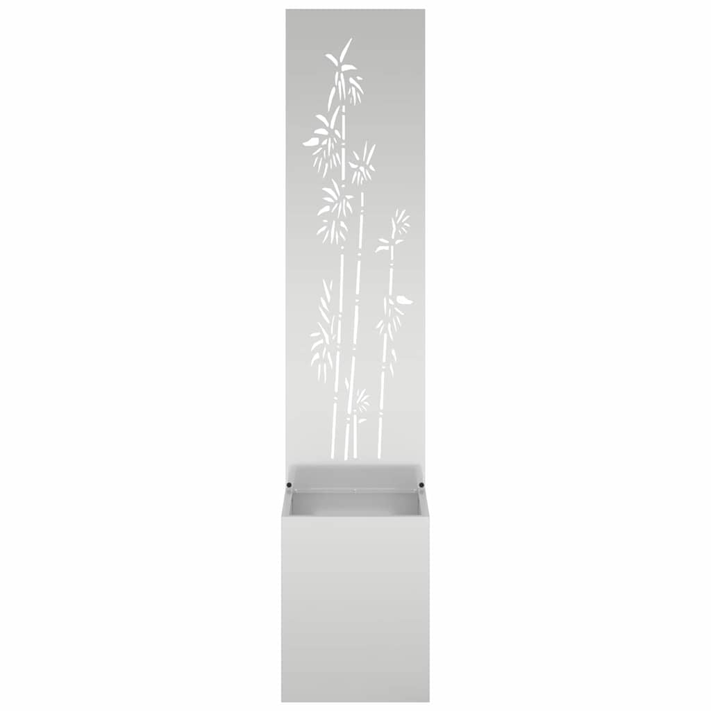 Blumentopf mit dekorativem Paneel Silber 32 x 140 cm