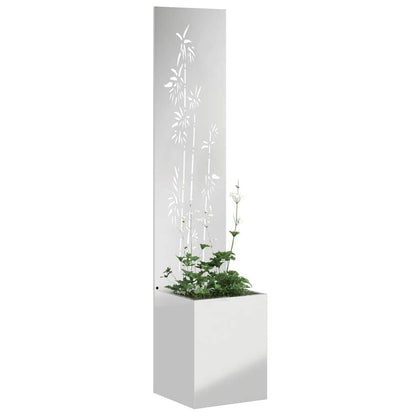 Blumentopf mit dekorativem Paneel Silber 32 x 140 cm