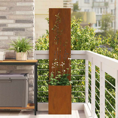 Blumentopf mit dekorativem Paneel Rostig 32 x 140 cm