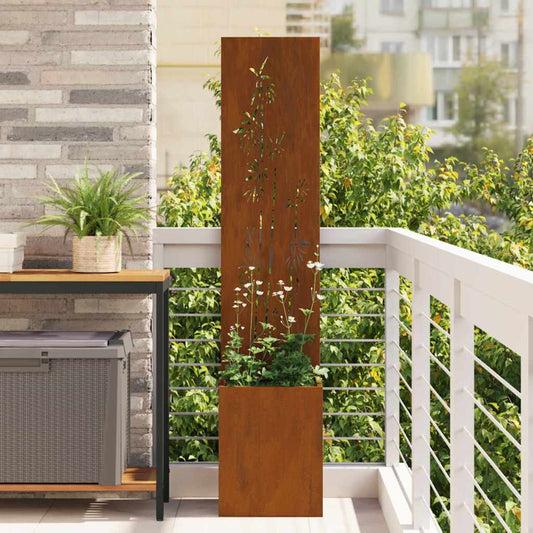Blumentopf mit dekorativem Paneel Rostig 32 x 140 cm