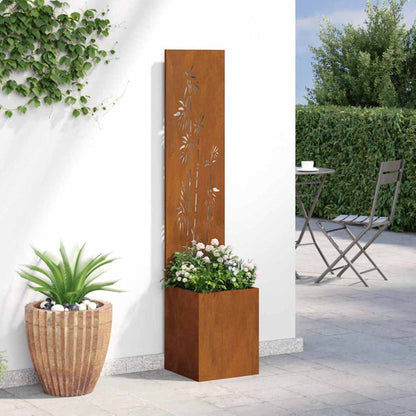 Blumentopf mit dekorativem Paneel Rostig 32 x 140 cm