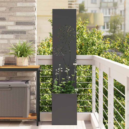 Blumentopf mit dekorativem Paneel Schwarz 32 x 140 cm