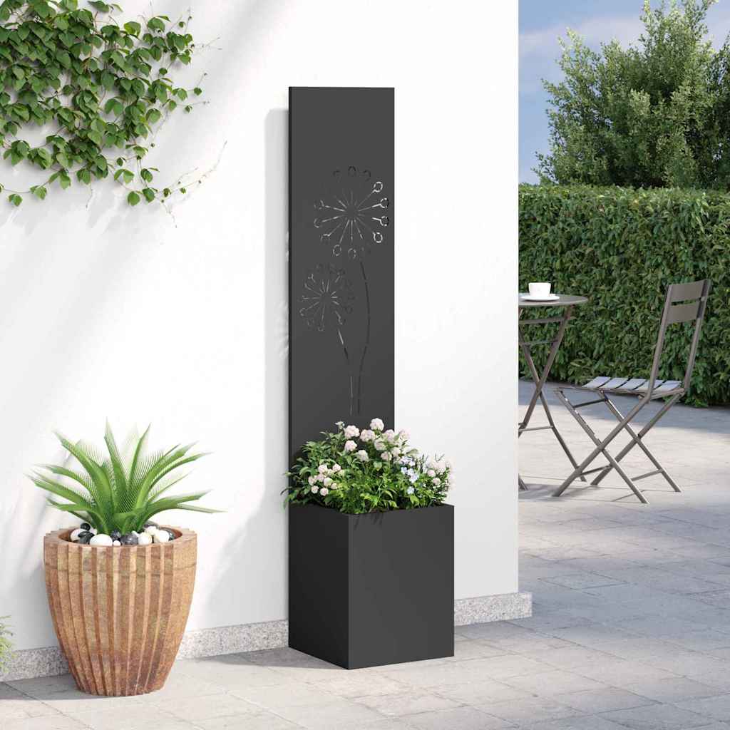 Blumentopf mit dekorativem Paneel Schwarz 32 x 140 cm