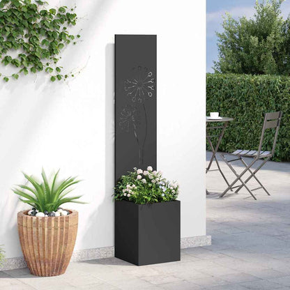 Blumentopf mit dekorativem Paneel Schwarz 32 x 140 cm