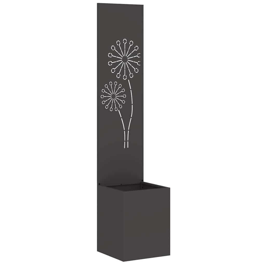 Blumentopf mit dekorativem Paneel Schwarz 32 x 140 cm