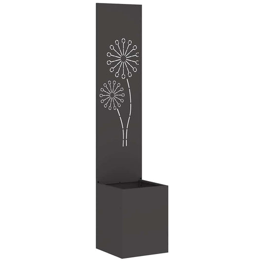 Blumentopf mit dekorativem Paneel Schwarz 32 x 140 cm