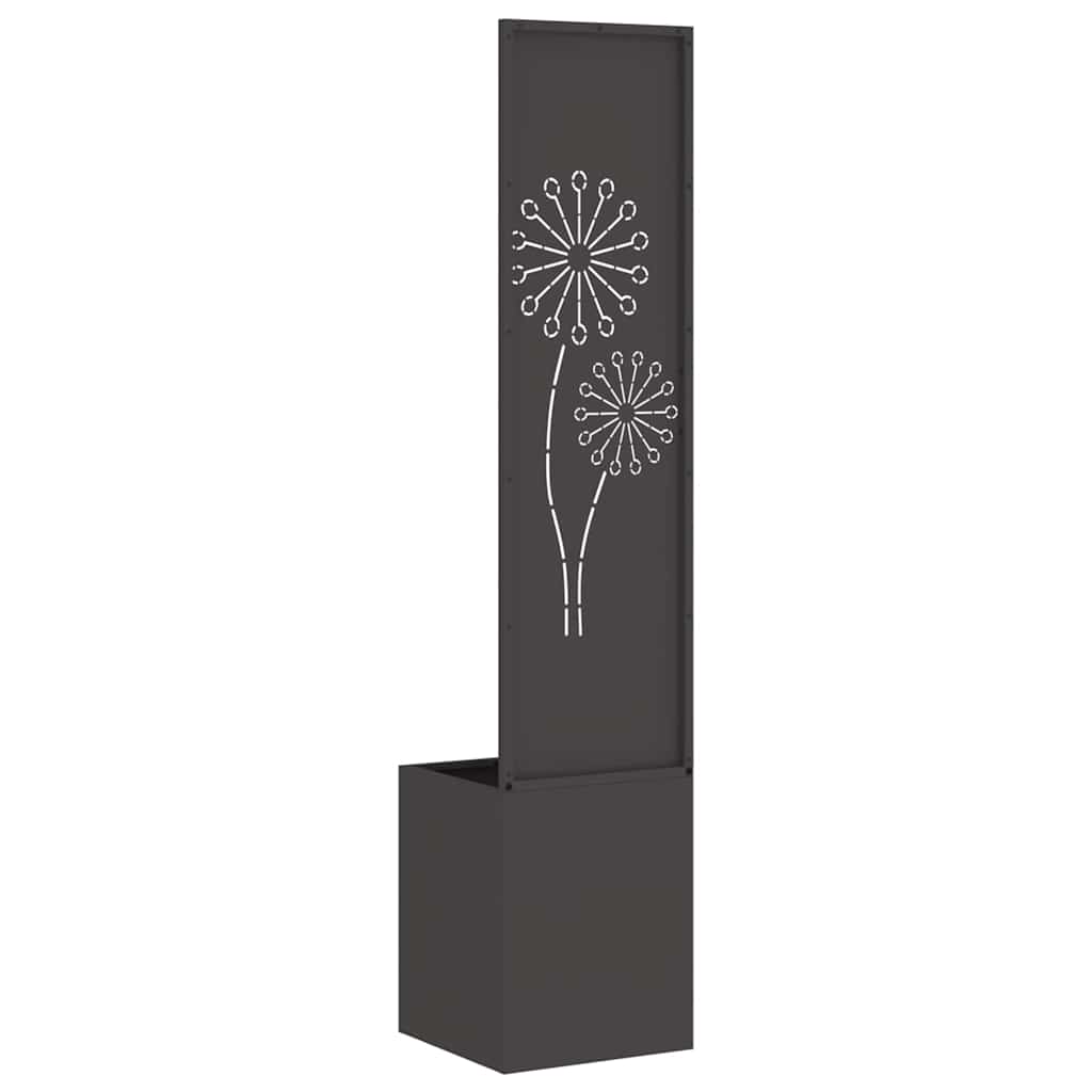 Blumentopf mit dekorativem Paneel Schwarz 32 x 140 cm