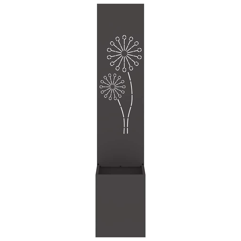 Blumentopf mit dekorativem Paneel Schwarz 32 x 140 cm