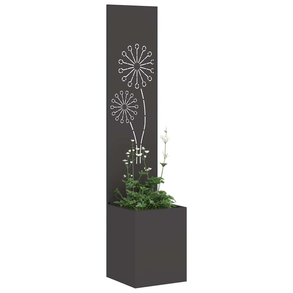 Blumentopf mit dekorativem Paneel Schwarz 32 x 140 cm