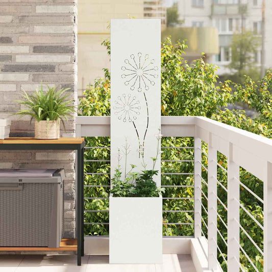 Blumentopf mit dekorativem Paneel Weiß 32 x 140 cm