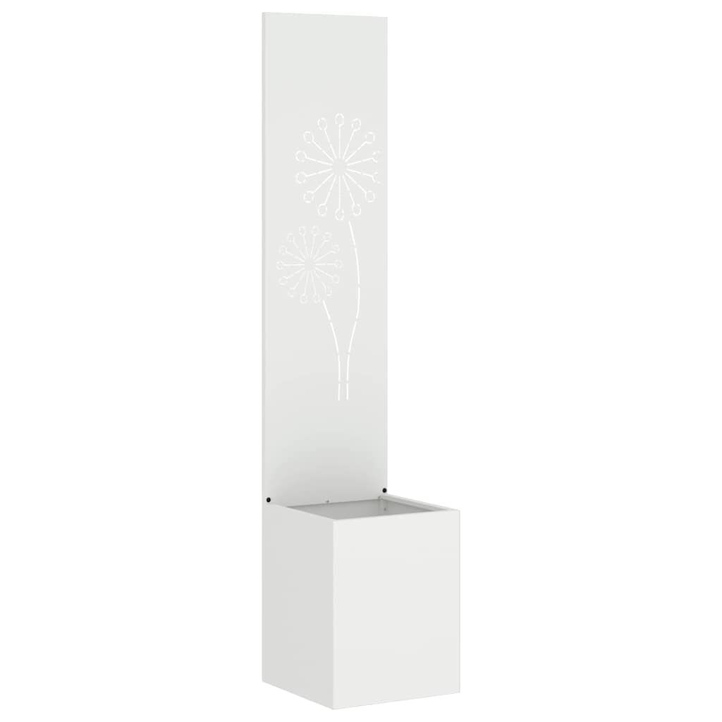 Blumentopf mit dekorativem Paneel Weiß 32 x 140 cm