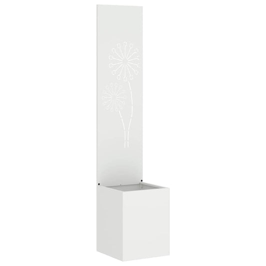 Blumentopf mit dekorativem Paneel Weiß 32 x 140 cm
