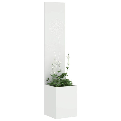Blumentopf mit dekorativem Paneel Weiß 32 x 140 cm