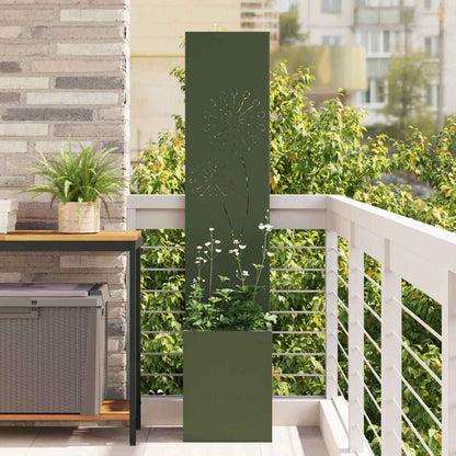 Blumentopf mit dekorativem Paneel Olivgrün 32 x 140 cm