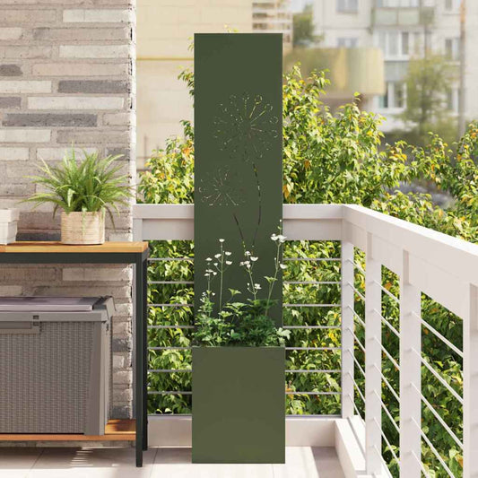 Blumentopf mit dekorativem Paneel Olivgrün 32 x 140 cm