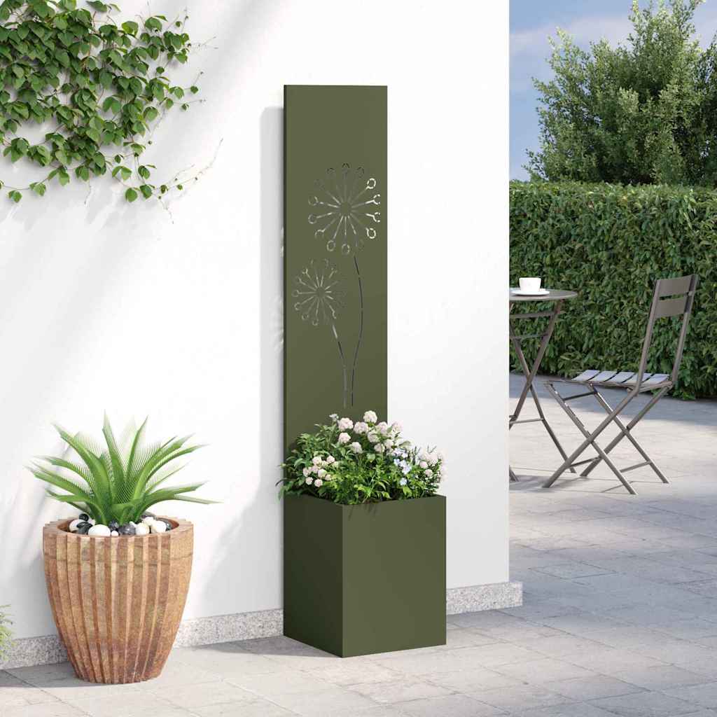 Blumentopf mit dekorativem Paneel Olivgrün 32 x 140 cm