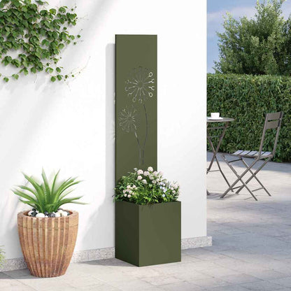 Blumentopf mit dekorativem Paneel Olivgrün 32 x 140 cm