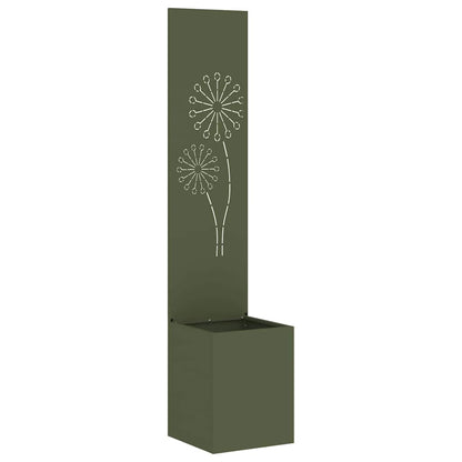 Blumentopf mit dekorativem Paneel Olivgrün 32 x 140 cm