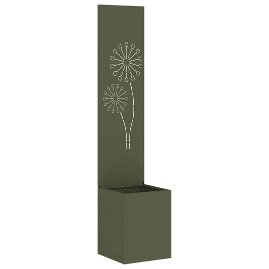Blumentopf mit dekorativem Paneel Olivgrün 32 x 140 cm