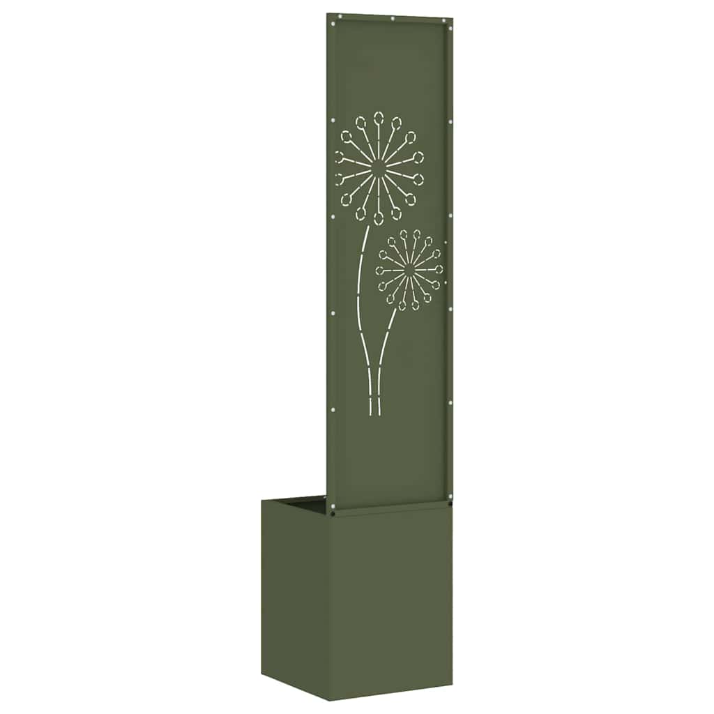 Blumentopf mit dekorativem Paneel Olivgrün 32 x 140 cm