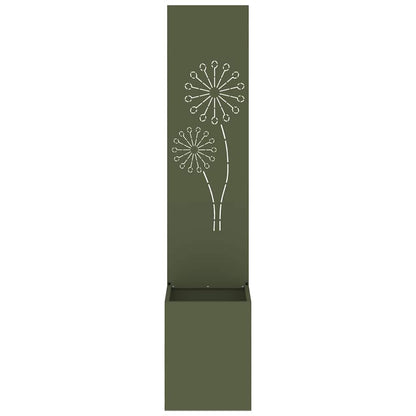 Blumentopf mit dekorativem Paneel Olivgrün 32 x 140 cm