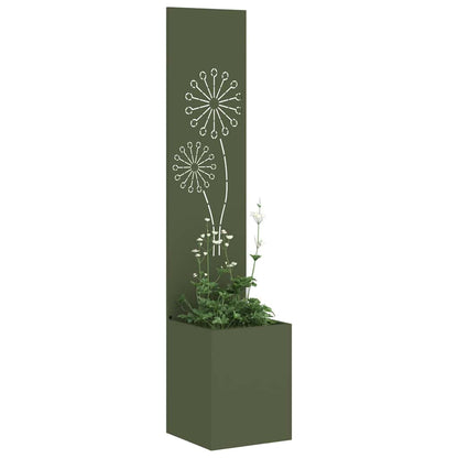 Blumentopf mit dekorativem Paneel Olivgrün 32 x 140 cm