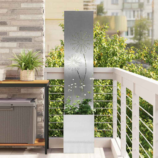 Blumentopf mit dekorativem Paneel Silber 32 x 140 cm Edelstahl