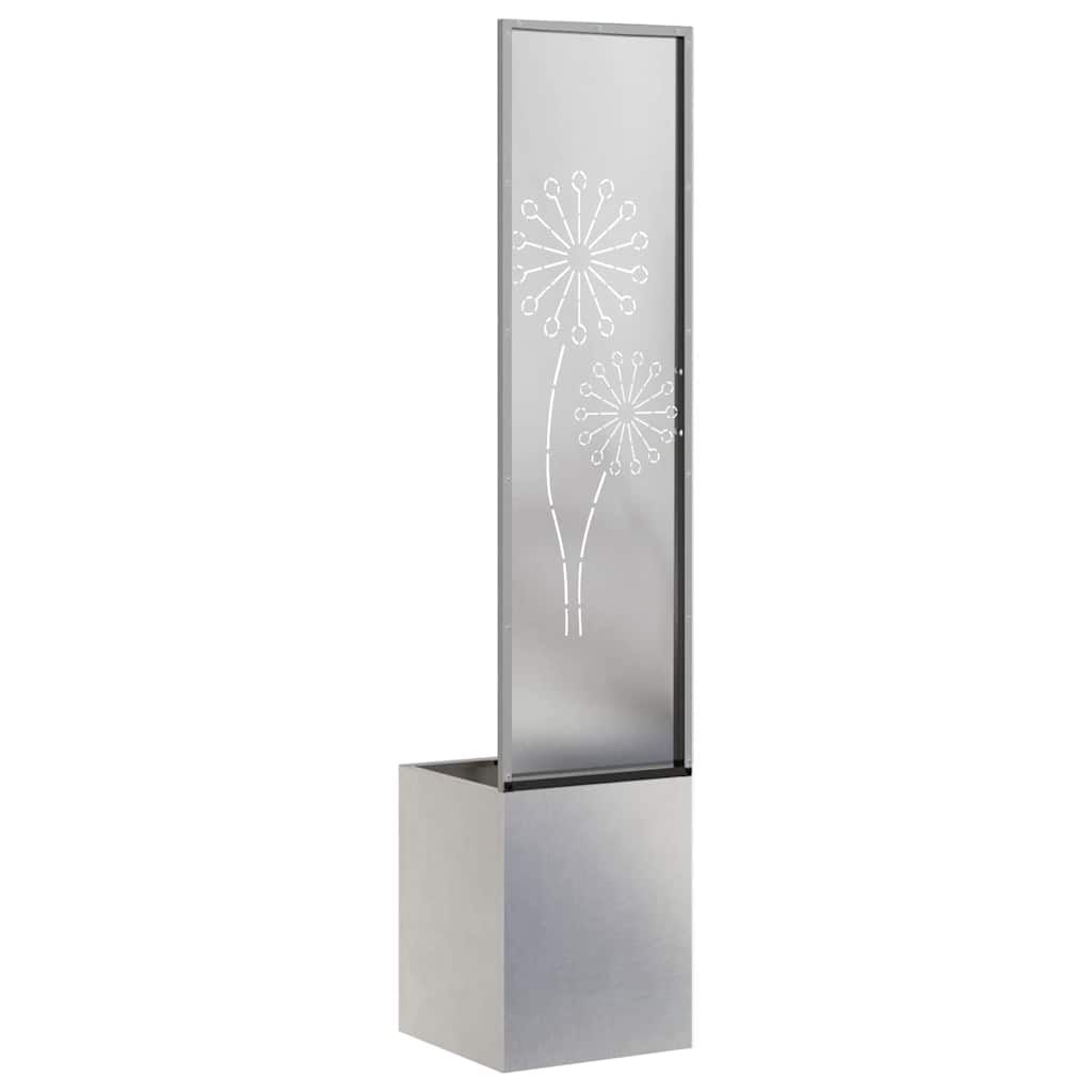 Blumentopf mit dekorativem Paneel Silber 32 x 140 cm Edelstahl