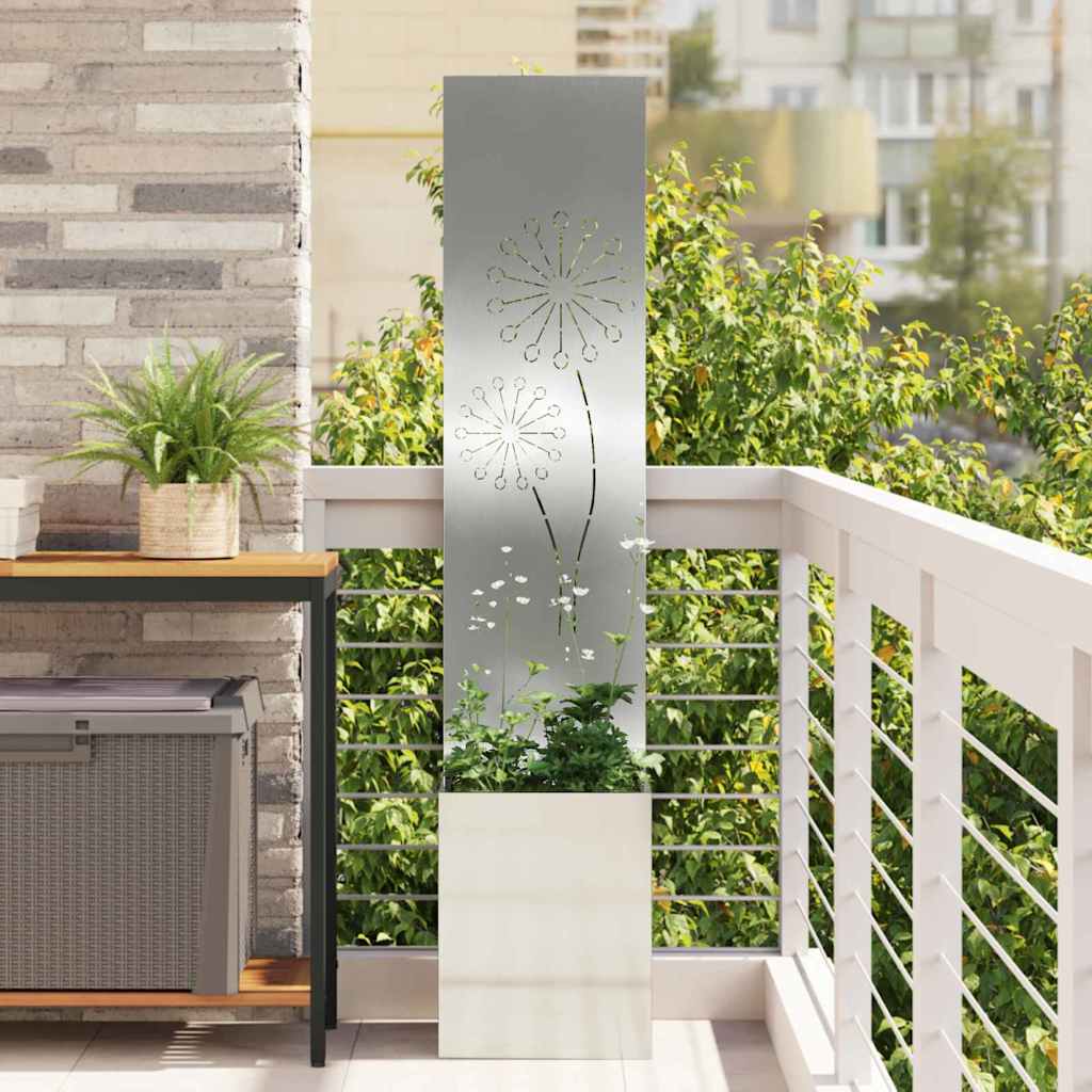 Blumentopf mit dekorativem Paneel Silber 32 x 140 cm