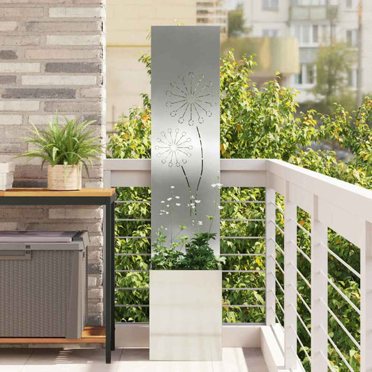 Blumentopf mit dekorativem Paneel Silber 32 x 140 cm
