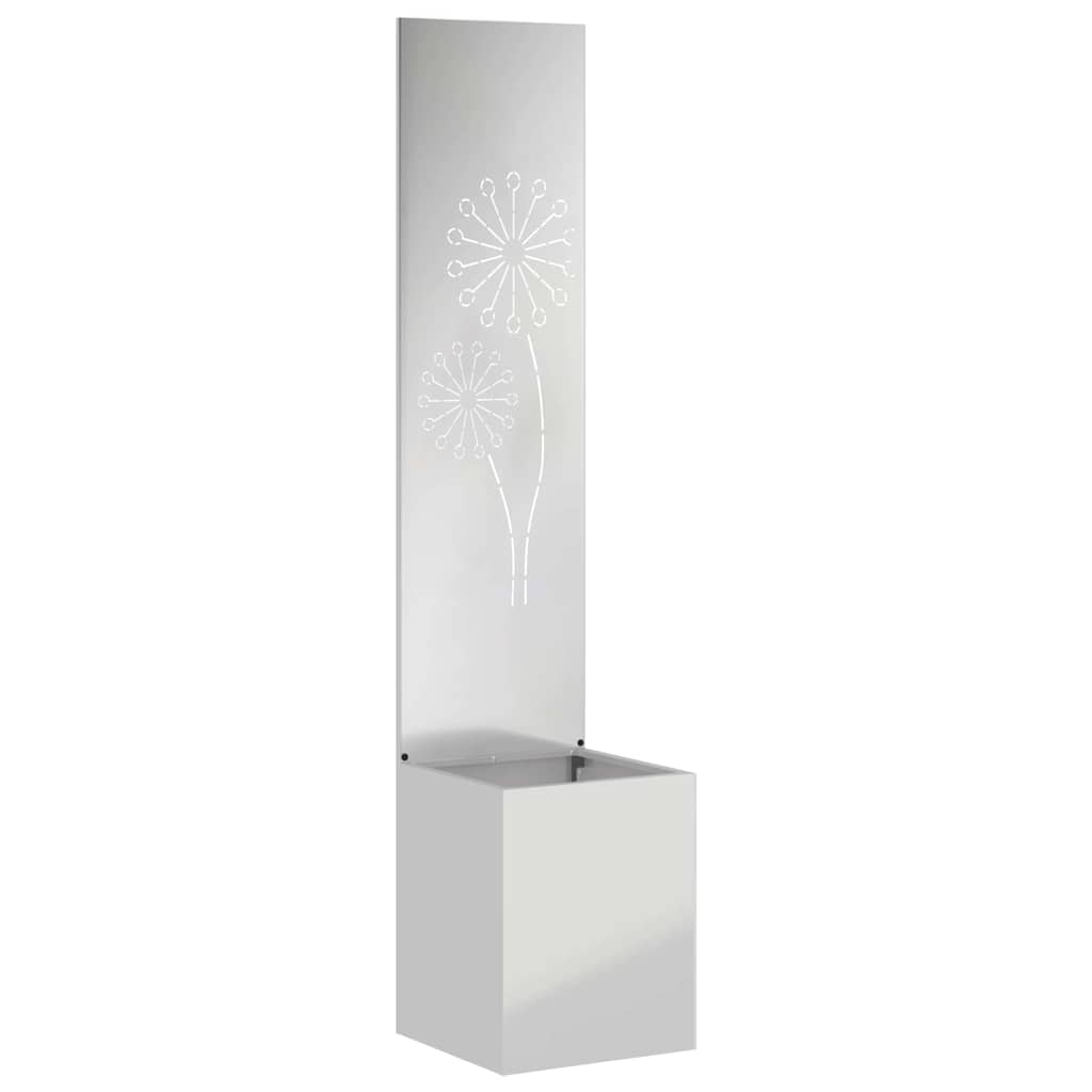 Blumentopf mit dekorativem Paneel Silber 32 x 140 cm