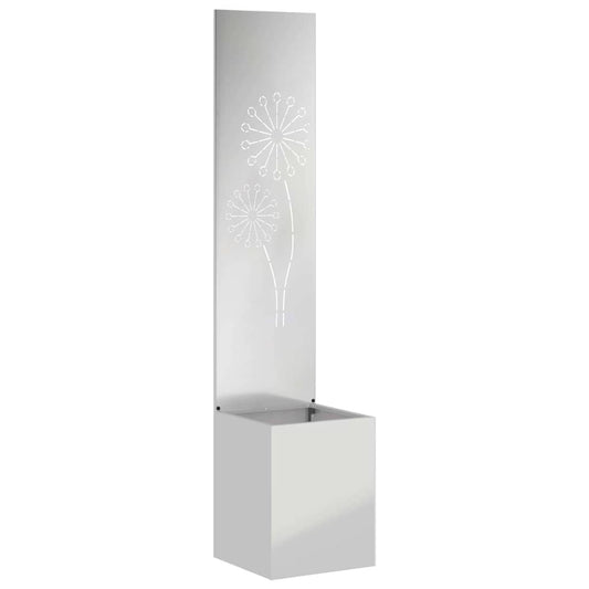 Blumentopf mit dekorativem Paneel Silber 32 x 140 cm