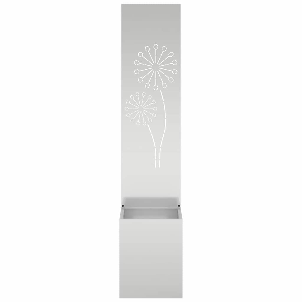 Blumentopf mit dekorativem Paneel Silber 32 x 140 cm