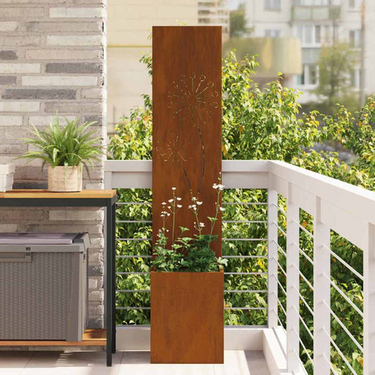 Blumentopf mit dekorativem Paneel Rostig 32 x 140 cm