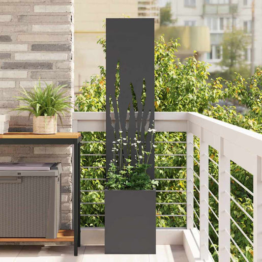 Blumentopf mit dekorativem Paneel Schwarz 32 x 140 cm
