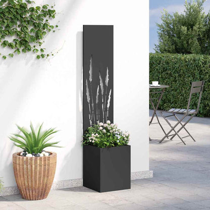 Blumentopf mit dekorativem Paneel Schwarz 32 x 140 cm