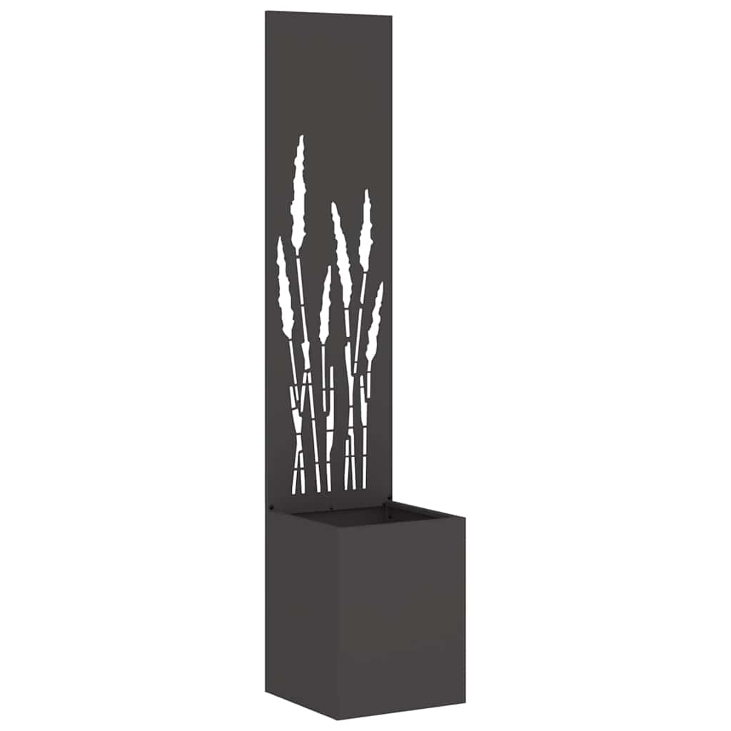 Blumentopf mit dekorativem Paneel Schwarz 32 x 140 cm