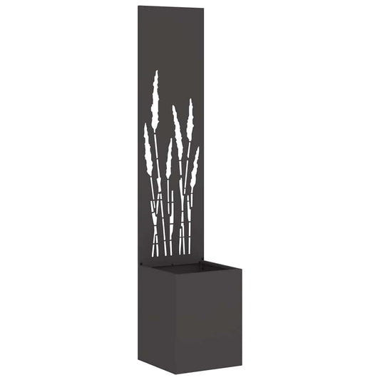 Blumentopf mit dekorativem Paneel Schwarz 32 x 140 cm