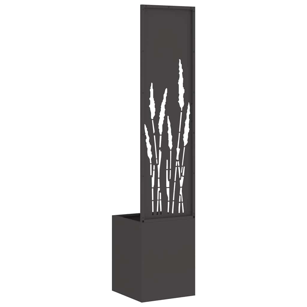 Blumentopf mit dekorativem Paneel Schwarz 32 x 140 cm