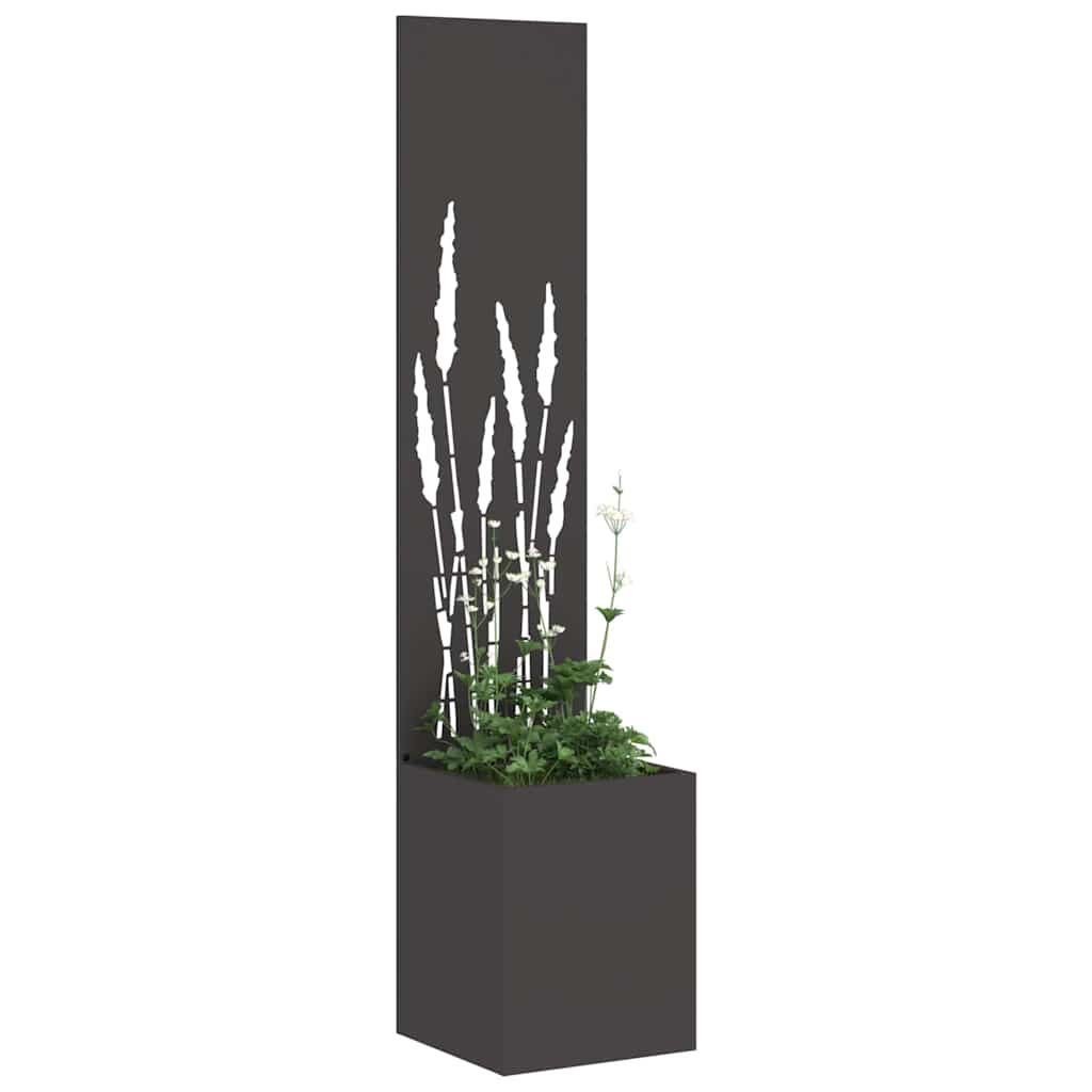Blumentopf mit dekorativem Paneel Schwarz 32 x 140 cm